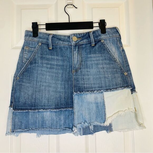 True Religion Patchwork Denim Mini Skirt Size Small - Picture 5 of 13